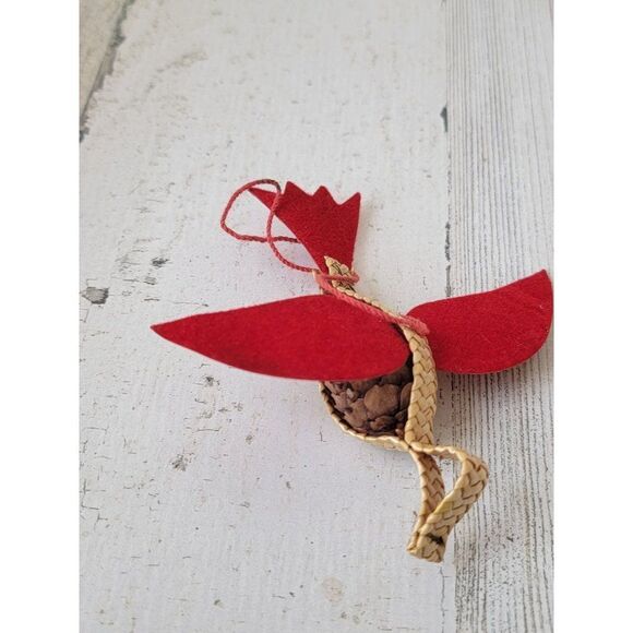 Handmade Pinecone bird woven ornament Xmas decor - Picture 2 of 5